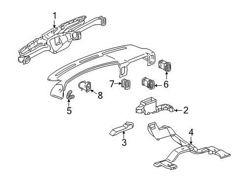 2005 Cadillac Escalade EXT Instrument Panel - Ducts Diagram