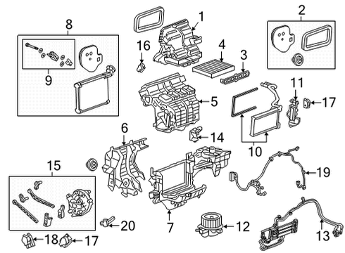 2022 GMC Yukon A/C Evaporator & Heater Components Diagram