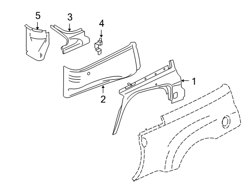 2003 Chevy SSR Wheelhouse Panel, Passenger Side Diagram for 15256854