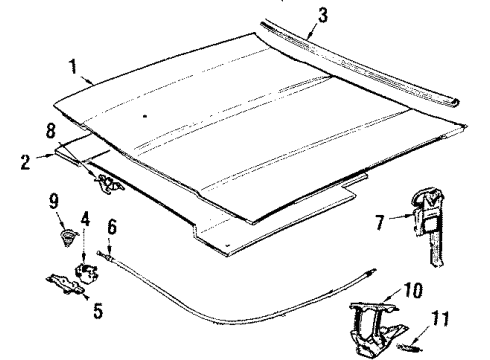 1984 Chevy Impala Hood & Components Diagram