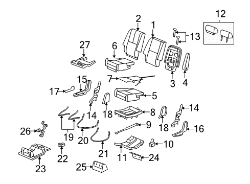 2013 Cadillac Escalade ESV Rear Seat Components Diagram 2 - Thumbnail