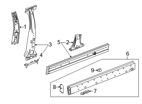 2016 Cadillac ATS Center Pillar & Rocker Diagram