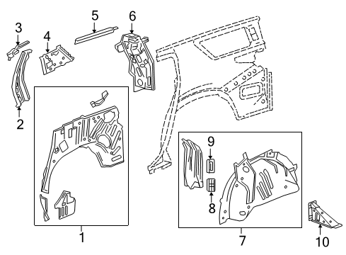 2023 Chevy Traverse Inner Structure - Quarter Panel Diagram