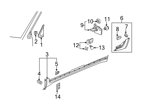 2012 Buick Enclave Exterior Trim - Pillars, Rocker & Floor Diagram