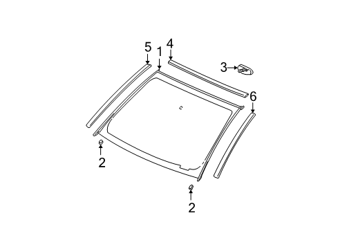 2002 Saturn Vue Windshield Glass, Reveal Moldings Diagram