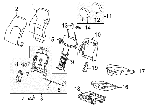 2014 Cadillac CTS Headrest, Titanium, Front Diagram for 20830413