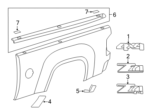 2014 Chevy Silverado 2500 HD Exterior Trim - Pick Up Box Diagram 1 - Thumbnail