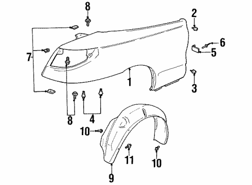 2001 Saturn SC1 Quarter Panel & Components Diagram 2 - Thumbnail