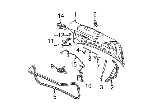 2005 Pontiac Grand Prix Lock Actuator, Rear Diagram for 20815647