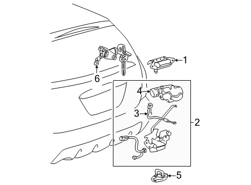 2004 Pontiac Vibe Lift Gate - Lock & Hardware Diagram