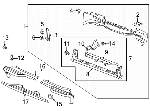 2008 Cadillac Escalade EXT Rear Bumper Diagram 2 - Thumbnail