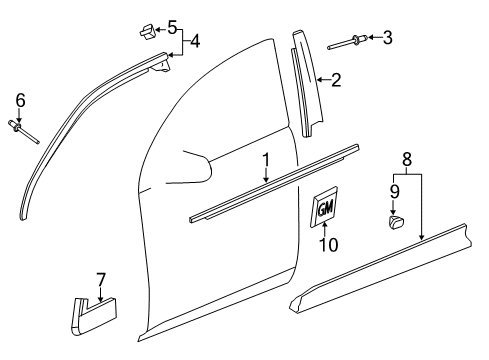 2017 Chevy Equinox Exterior Trim - Front Door Diagram