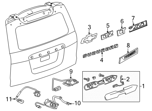2020 Chevy Suburban Exterior Trim - Lift Gate Diagram