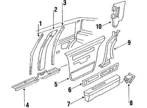 1985 Oldsmobile 98 Cowl Trim, Driver Side Diagram for 20617487