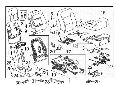 2016 Chevy Silverado 2500 HD Passenger Seat Components Diagram 3 - Thumbnail
