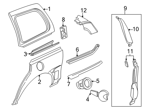 1997 Pontiac Trans Sport Side Panel, Upper Outer Driver Side Diagram for 10337616