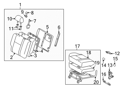2004 Pontiac Vibe Rear Seat Components Diagram
