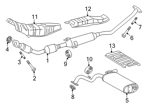 2010 Pontiac Vibe Exhaust Components Diagram 1 - Thumbnail