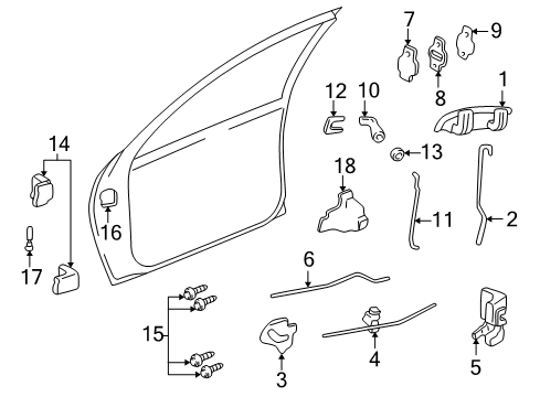 2003 Pontiac Sunfire Window Regulator, Front Passenger Side Diagram for 16830432
