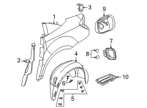 2006 Saturn Ion Quarter Panel & Components Diagram