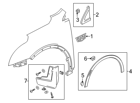 2022 Cadillac XT5 Exterior Trim - Fender Diagram