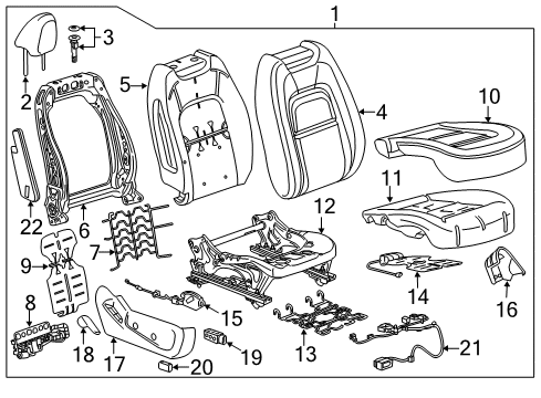 2022 GMC Canyon Driver Seat Components Diagram