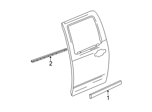 2006 Chevy Colorado Belt Weatherstrip, Rear Outer Passenger Side Diagram for 10388367