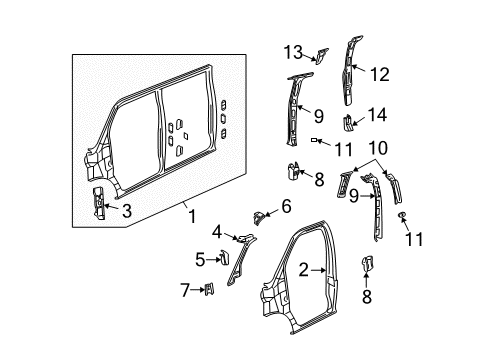 1999 Chevy Express 3500 Center Pillar, Hinge Pillar, Uniside Diagram