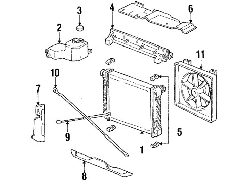 1991 Oldsmobile Cutlass Calais Radiator & Components Diagram