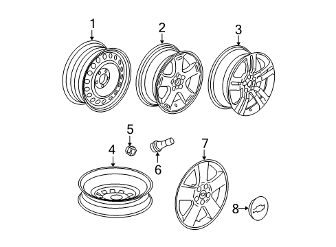2010 Chevy HHR Wheels, Covers & Trim Diagram