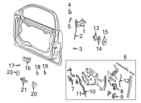 2002 Chevy Malibu Front Door - Lock & Hardware Diagram