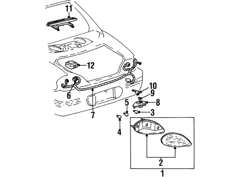 2002 Pontiac Grand Prix Tail Lamps, High Mounted Stop Lamp, License Lamps Diagram