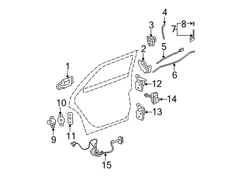 2011 Cadillac DTS Rear Door - Lock & Hardware Diagram