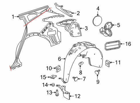 2022 Chevy Blazer Quarter Panel & Components Diagram