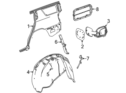2022 GMC Yukon Quarter Panel & Components Diagram