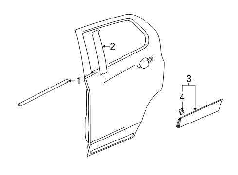 2022 Buick Encore Exterior Trim - Rear Door Diagram
