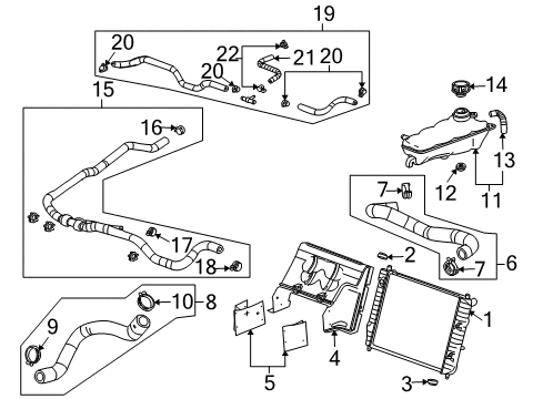 2004 Cadillac XLR Radiator & Components Diagram