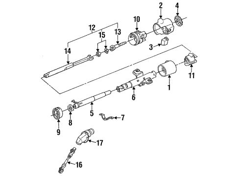 1992 Cadillac DeVille Steering Column Housing & Components, Shaft & Internal Components, Shroud, Switches & Levers Diagram