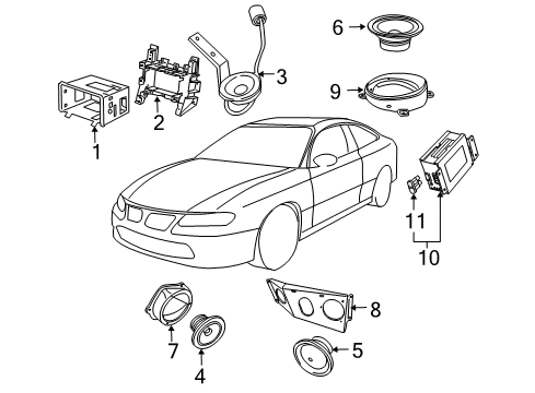 2005 Pontiac GTO Instrument Panel Speaker Diagram for 92096464
