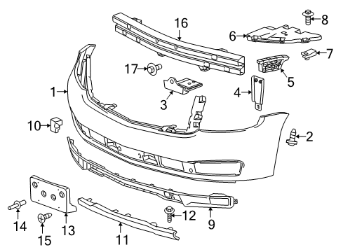 2019 Chevy Tahoe Front Bumper Diagram 1 - Thumbnail