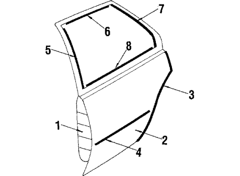 1984 Chevy Cavalier Reinforce Bar Weatherstrip Diagram for 22635800