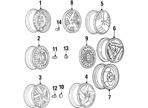 1994 Pontiac Grand Am Wheels, Covers & Trim Diagram