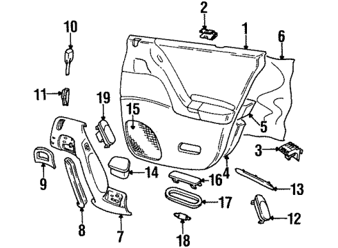 1999 Cadillac Catera Interior Trim - Rear Door Diagram