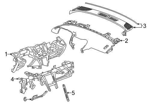 2024 GMC Terrain Upper Dash Panel, Jet Black Diagram for 84664448