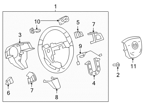 2010 Cadillac CTS Steering Column, Steering Wheel & Trim Diagram 8 - Thumbnail