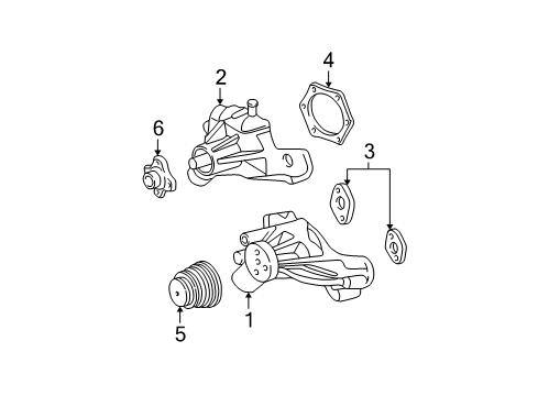 1999 GMC C3500 Cooling System, Radiator, Water Pump, Cooling Fan Diagram 1 - Thumbnail