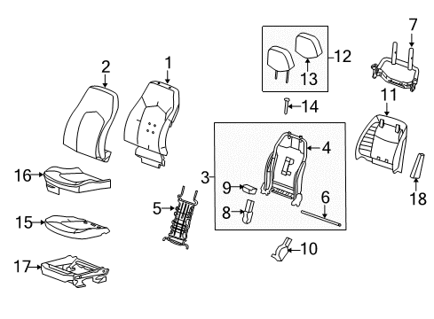 2014 Cadillac CTS Driver Seat Components Diagram 2 - Thumbnail