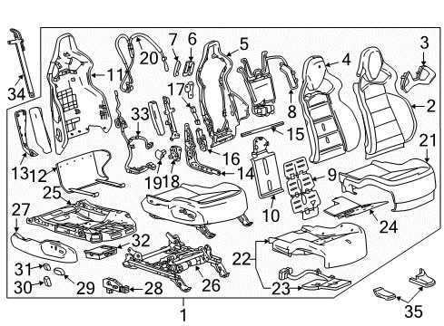 2017 Chevy Corvette Seat Cushion Heater, Front Diagram for 22995571