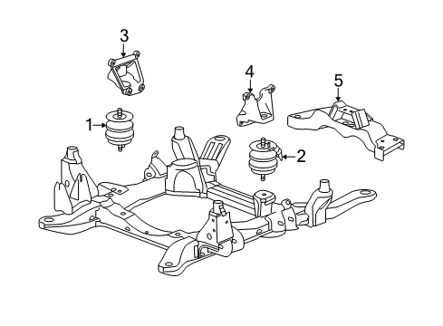 2005 Cadillac SRX Engine & Trans Mounting Diagram 1 - Thumbnail