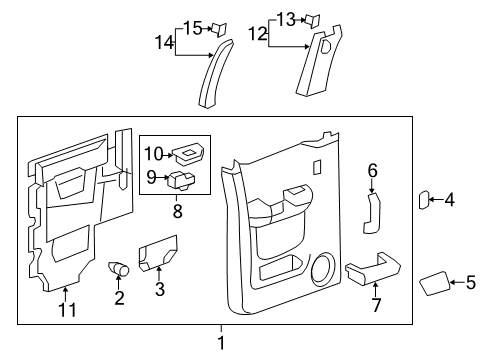 2011 GMC Sierra 2500 HD Lock Actuator, Rear Passenger Side Diagram for 25876398